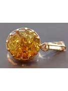 Vintage rose 14k 585 gold amber pendant vpab001